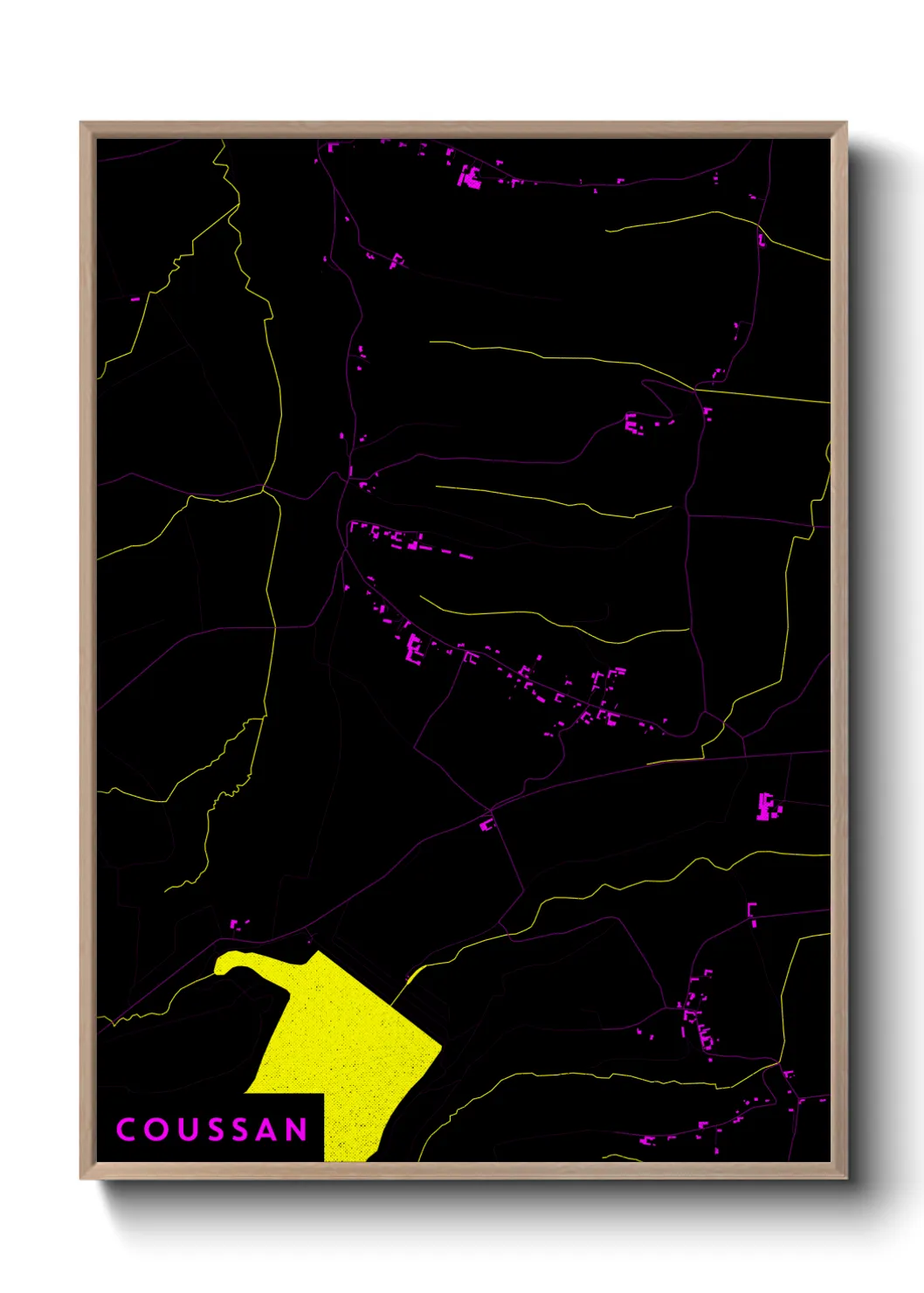 Une affiche de carte sur Coussan