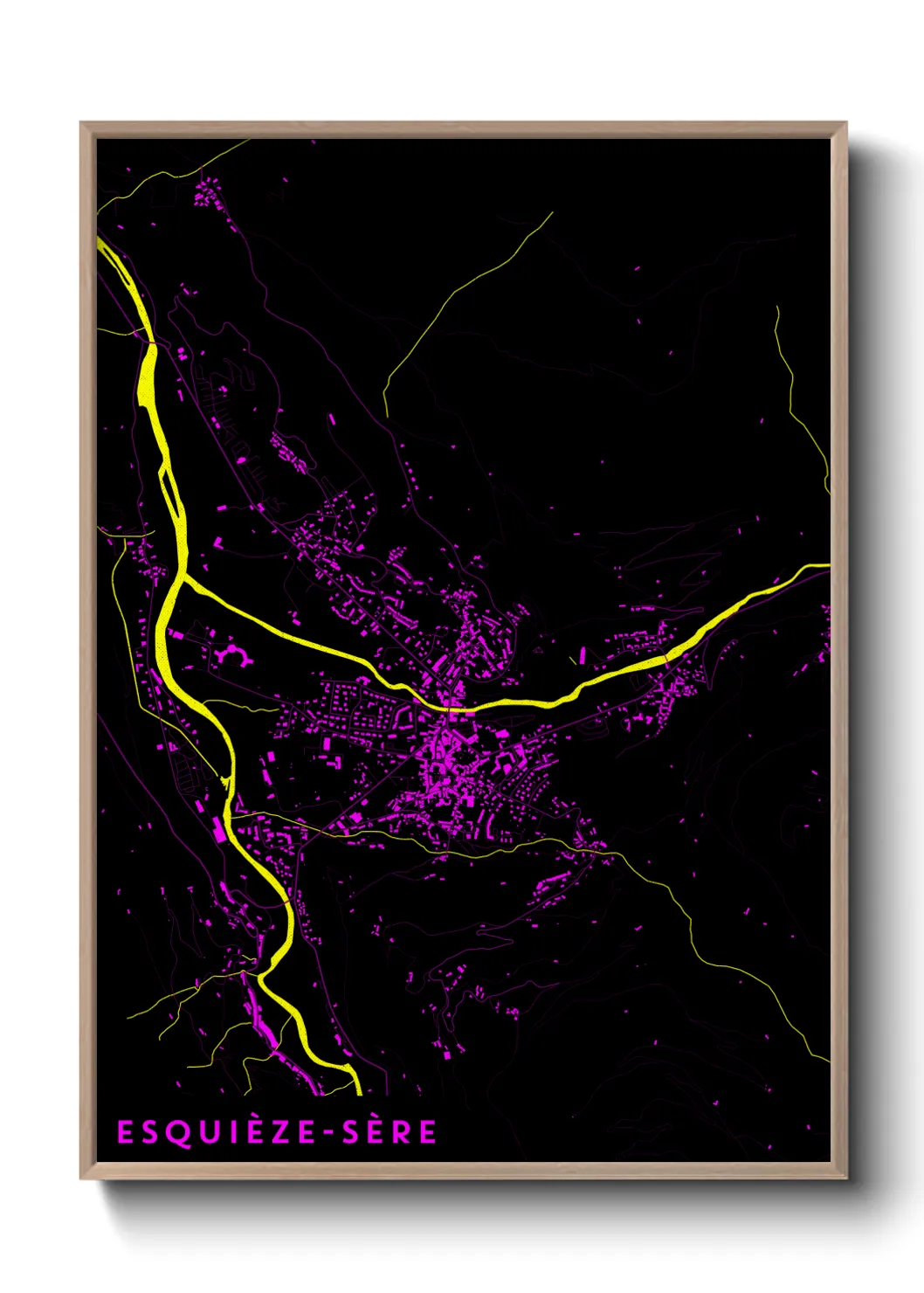 Une affiche de carte sur Esquièze-Sère