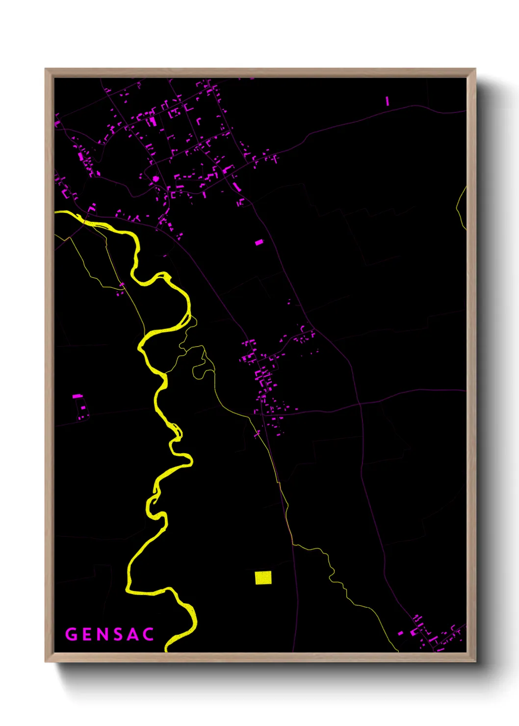 Une affiche de carte sur Gensac
