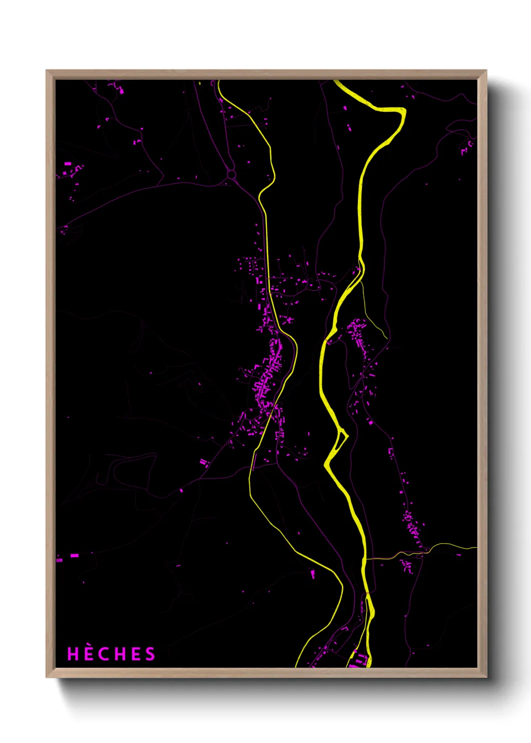 Une affiche de carte sur Hèches