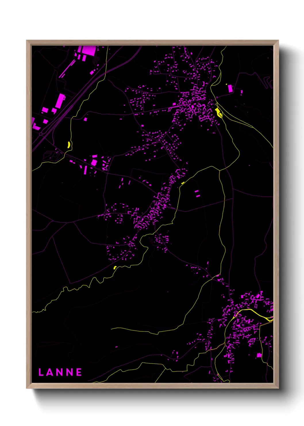 Une affiche de carte sur Lanne
