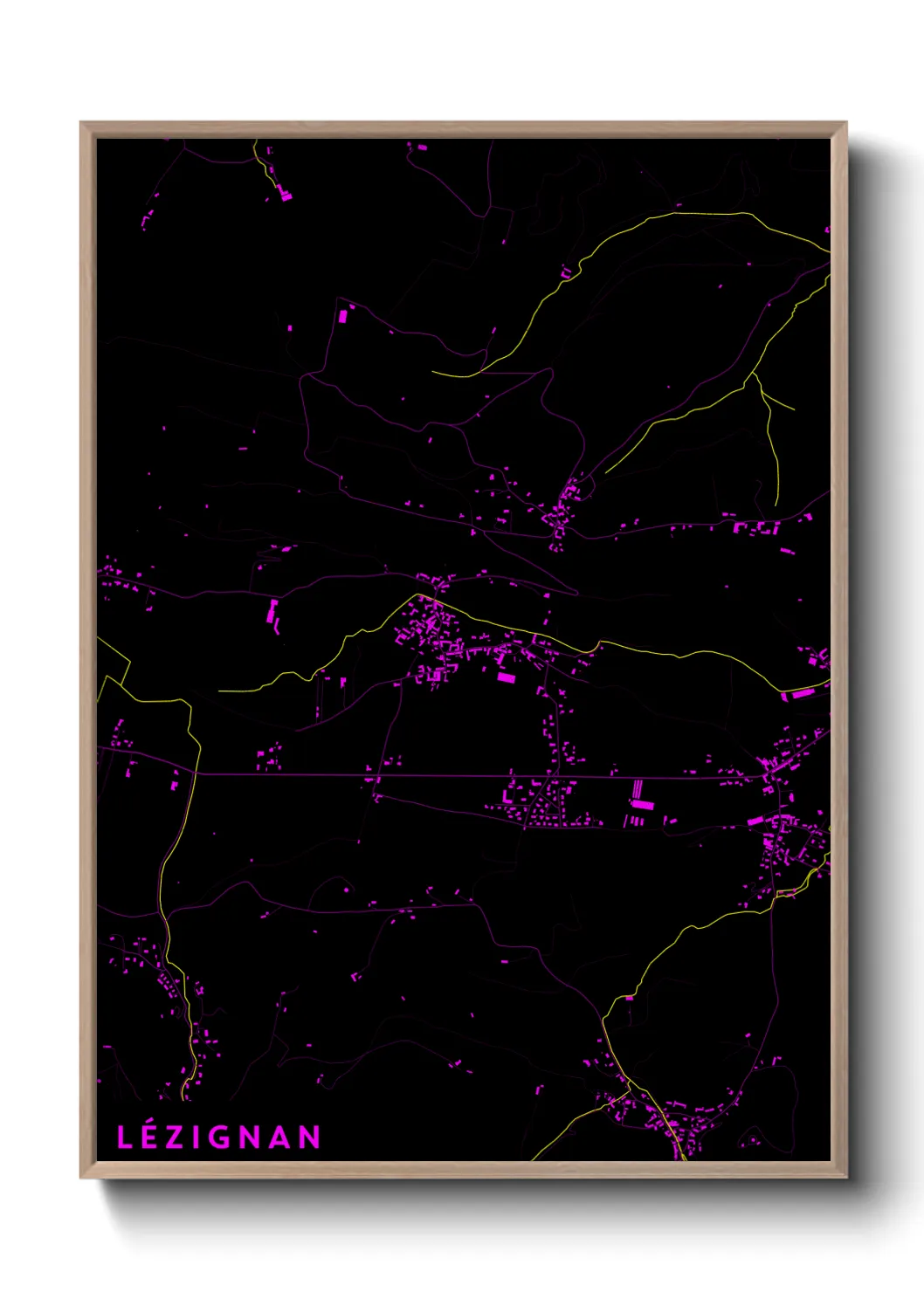 Une affiche de carte sur Lézignan