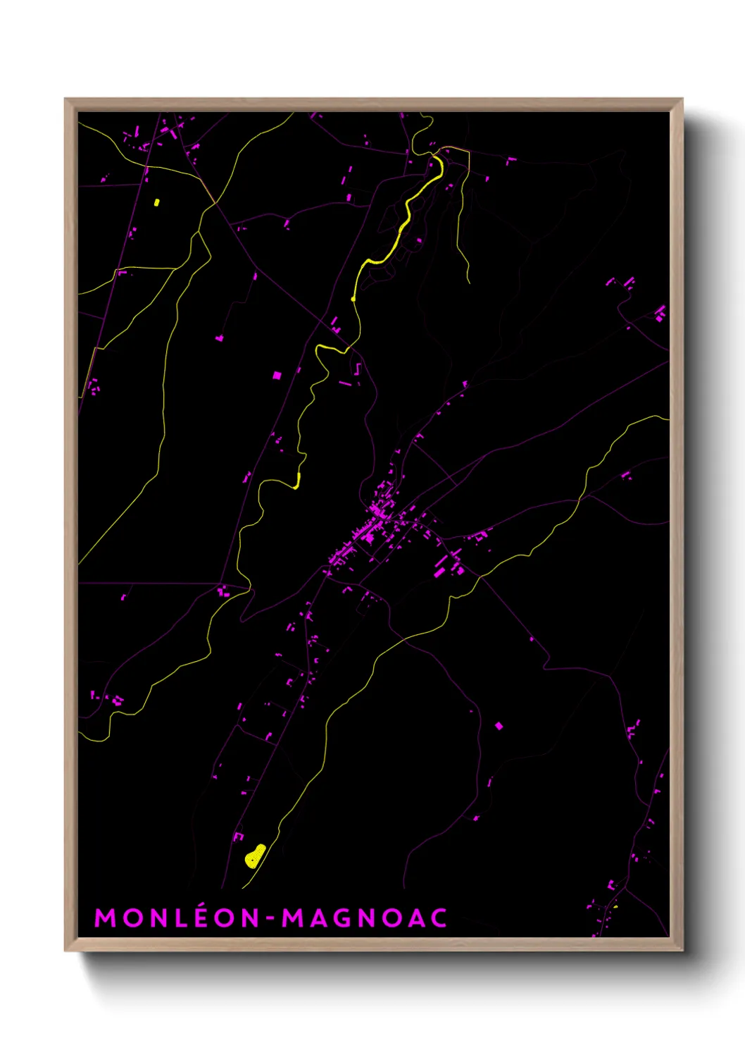 Une affiche de carte sur Monléon-Magnoac