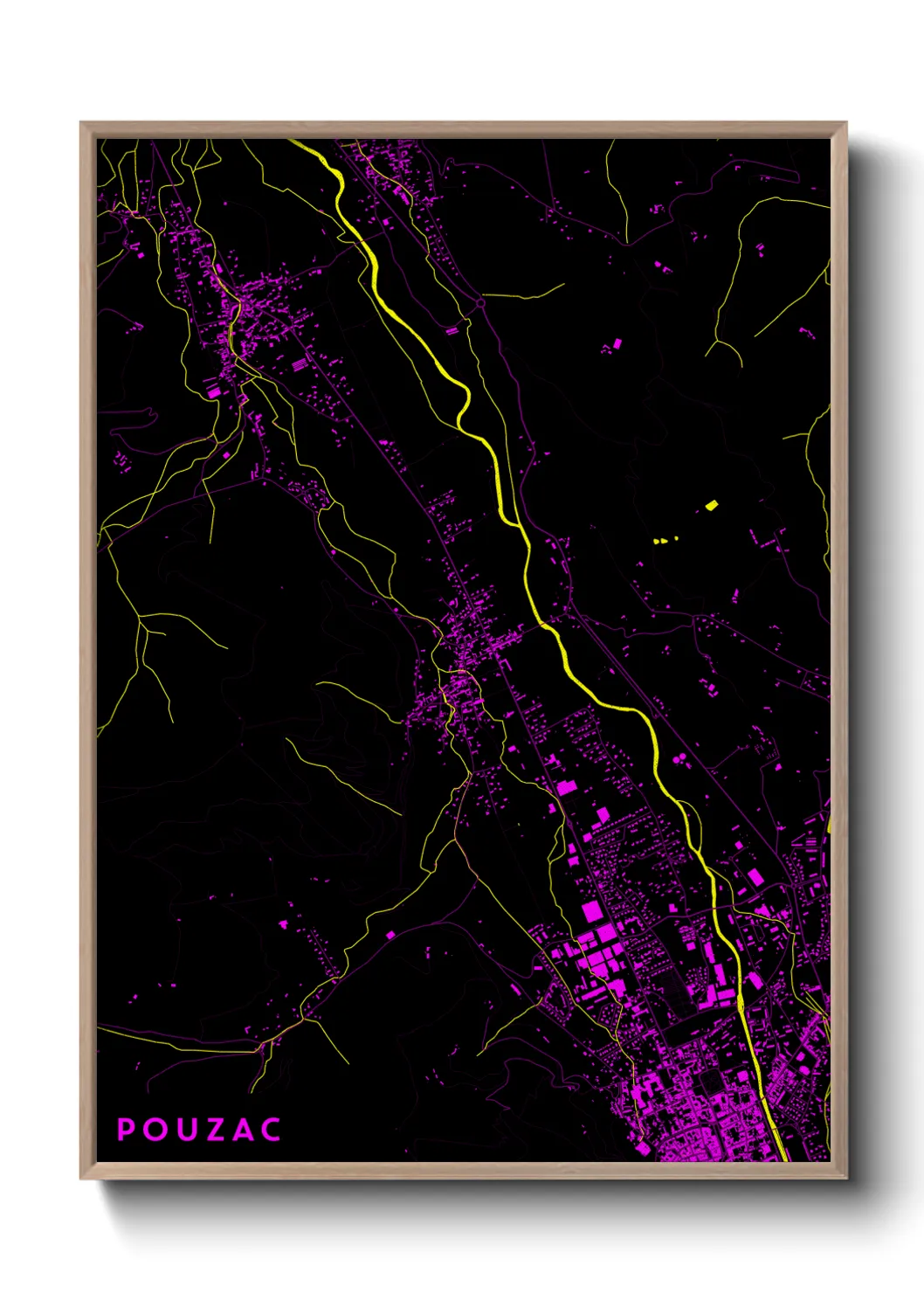 Une affiche de carte sur Pouzac
