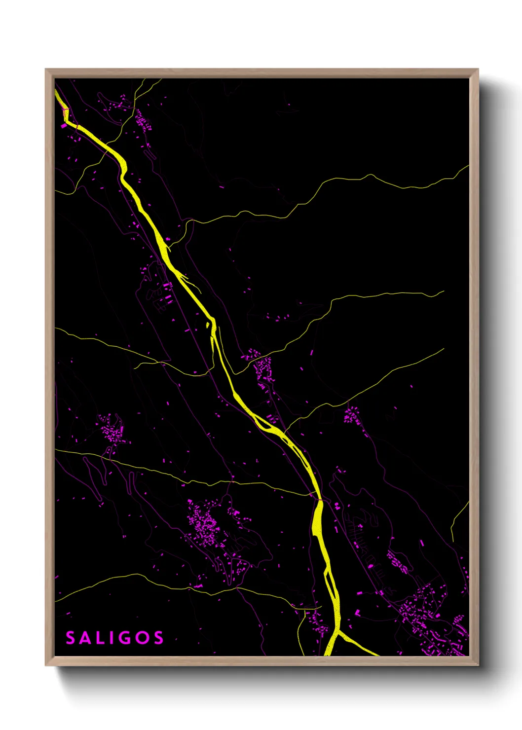 Une affiche de carte sur Saligos