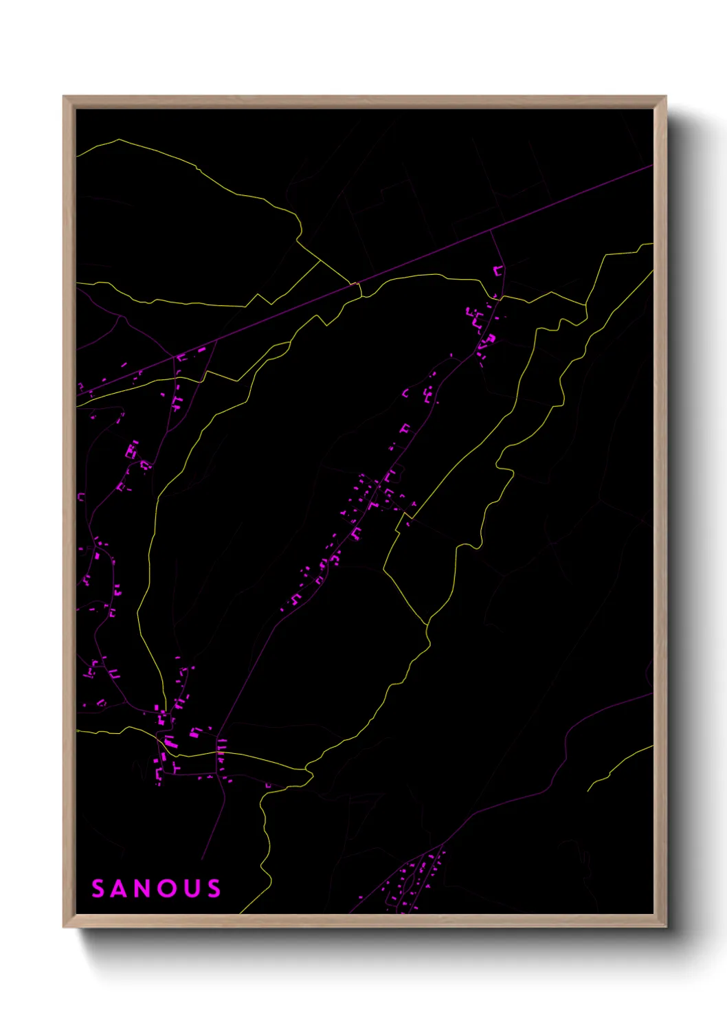 Une affiche de carte sur Sanous