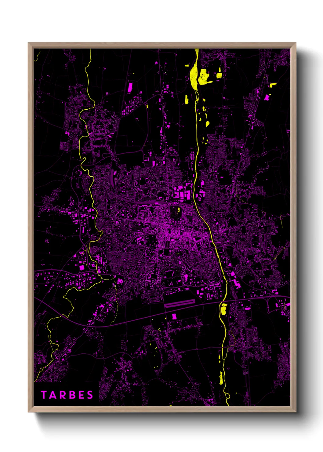 Une affiche de carte sur Tarbes