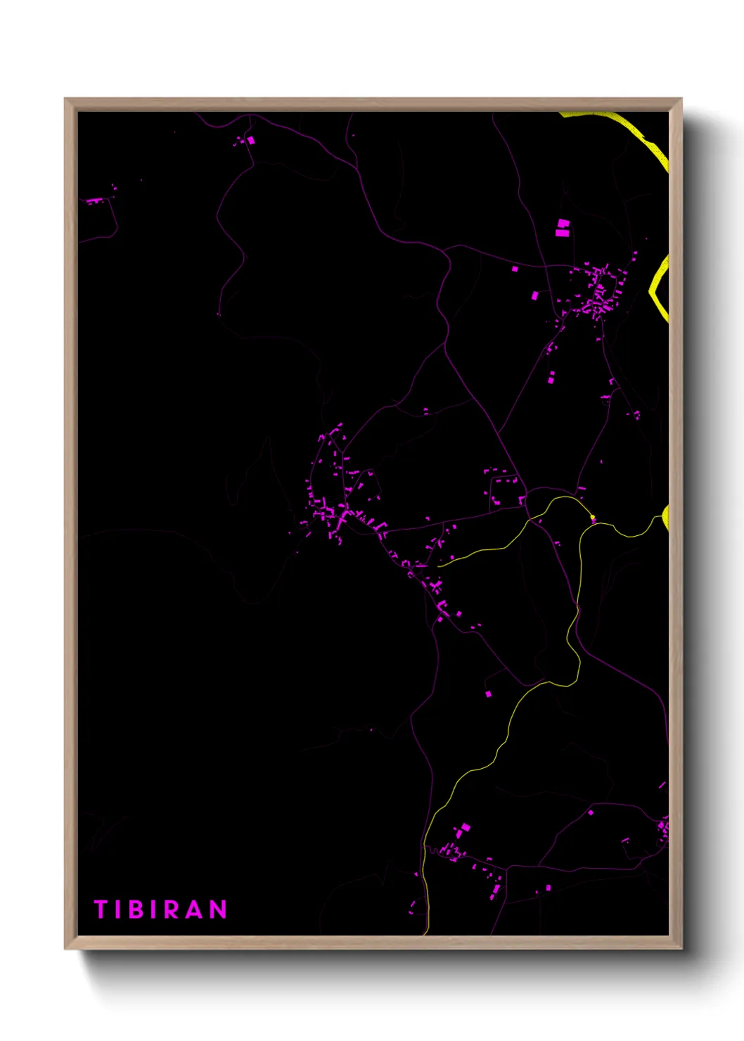 Une affiche de carte sur Tibiran