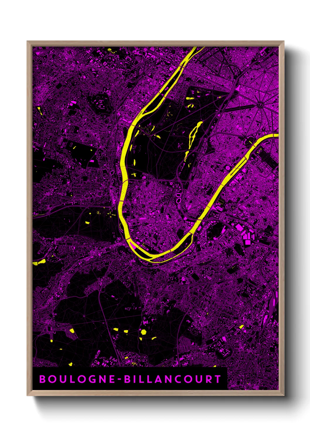 Une affiche de carte sur Boulogne-Billancourt