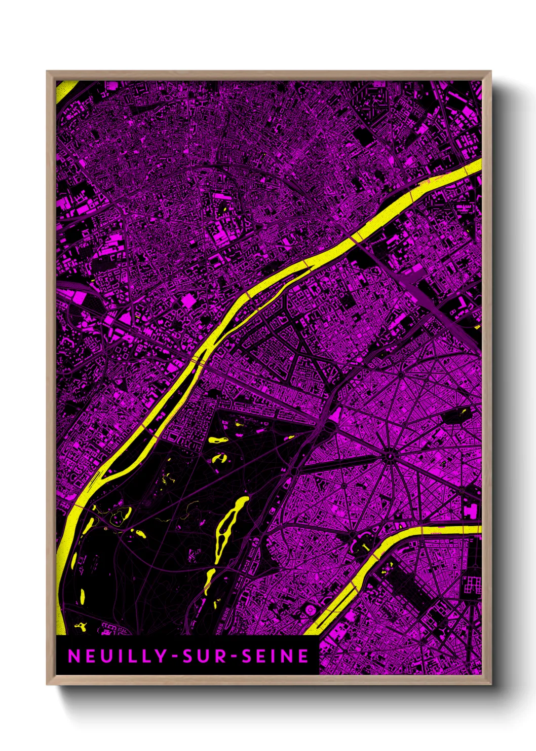 Une affiche de carte sur Neuilly-sur-Seine