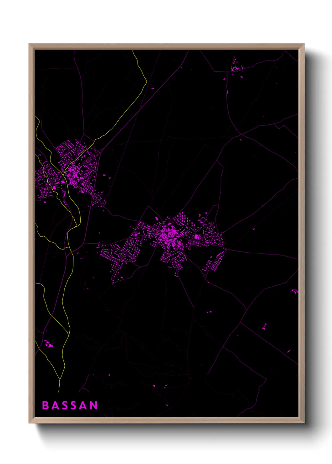Une affiche de carte sur Bassan