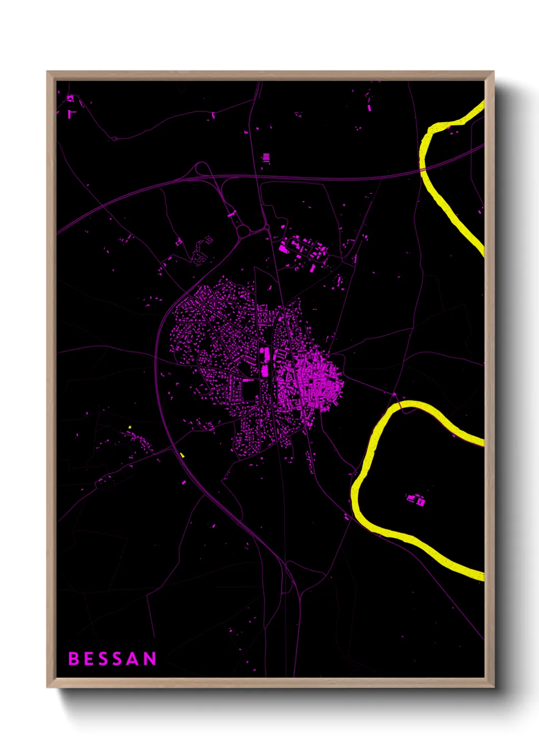 Une affiche de carte sur Bessan