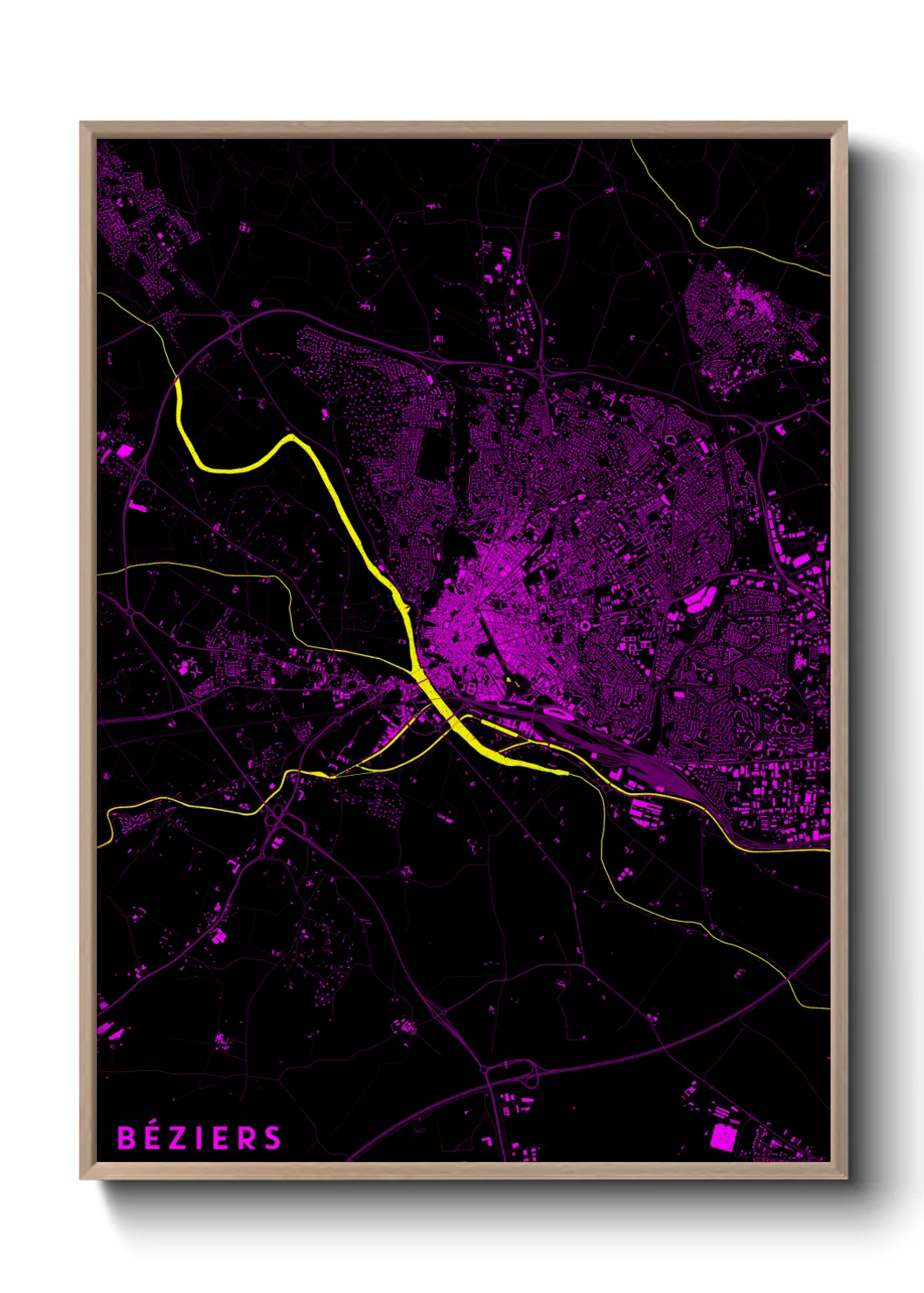 Une affiche de carte sur Béziers