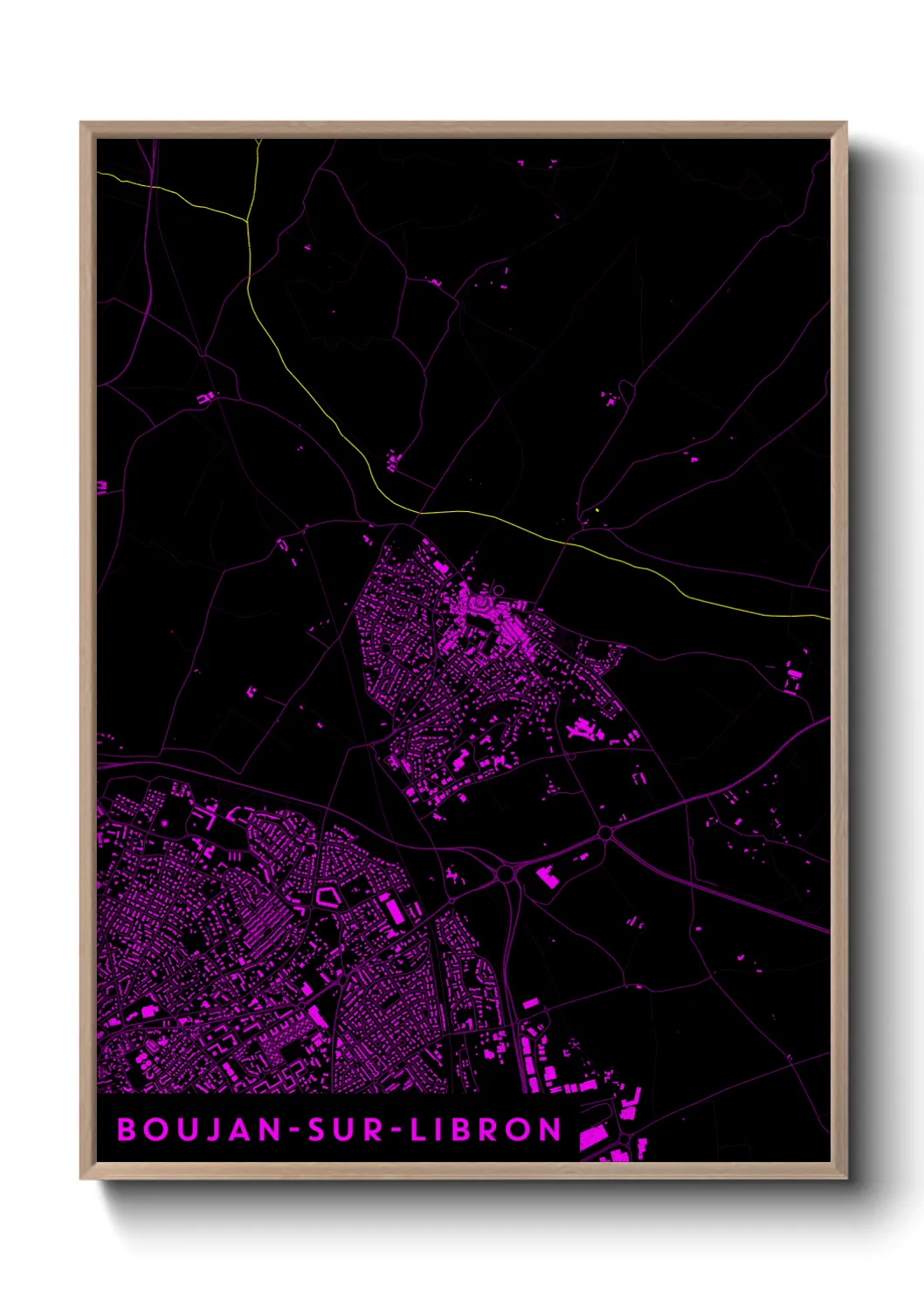 Une affiche de carte sur Boujan-sur-Libron