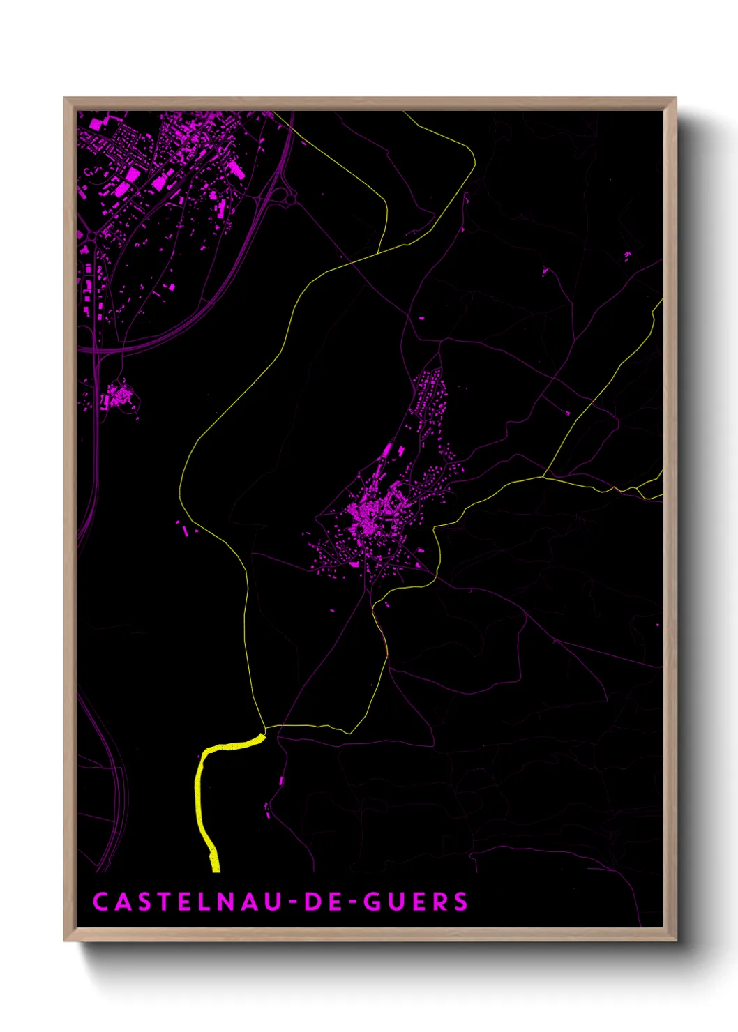 Une affiche de carte sur Castelnau-de-Guers