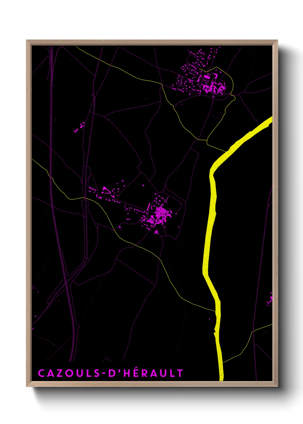 Une affiche de carte sur Cazouls-d'Hérault