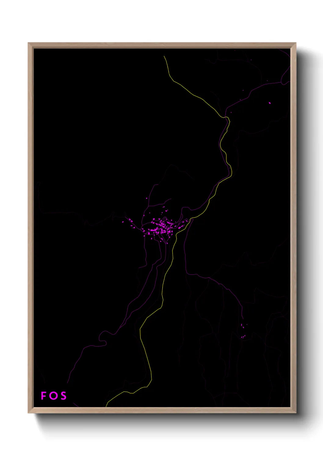 Une affiche de carte sur Fos