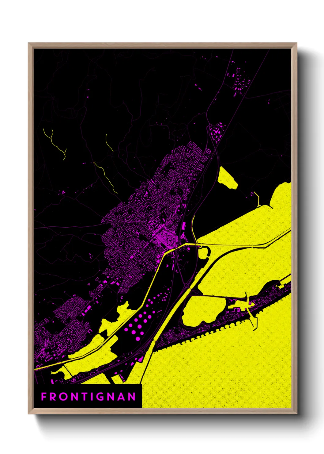 Une affiche de carte sur Frontignan