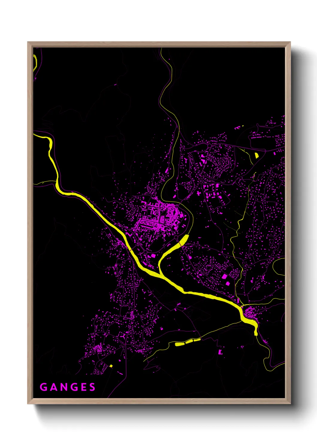 Une affiche de carte sur Ganges