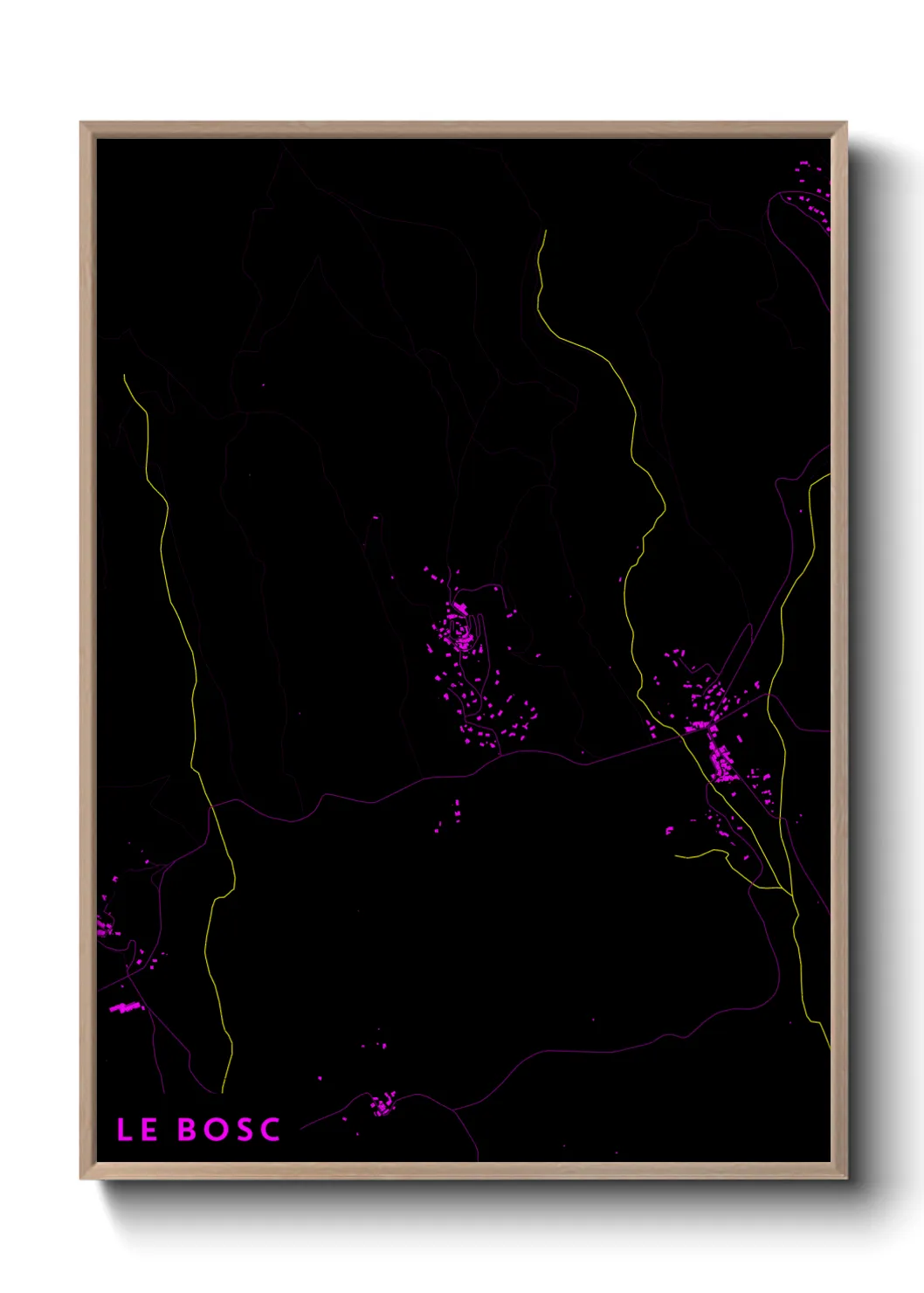 Une affiche de carte sur Le Bosc
