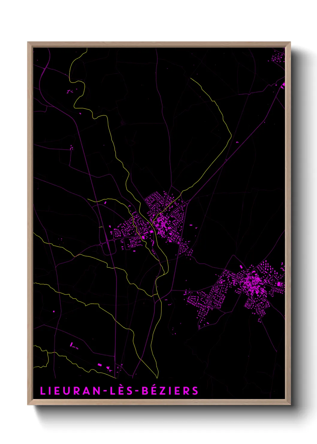 Une affiche de carte sur Lieuran-lès-Béziers