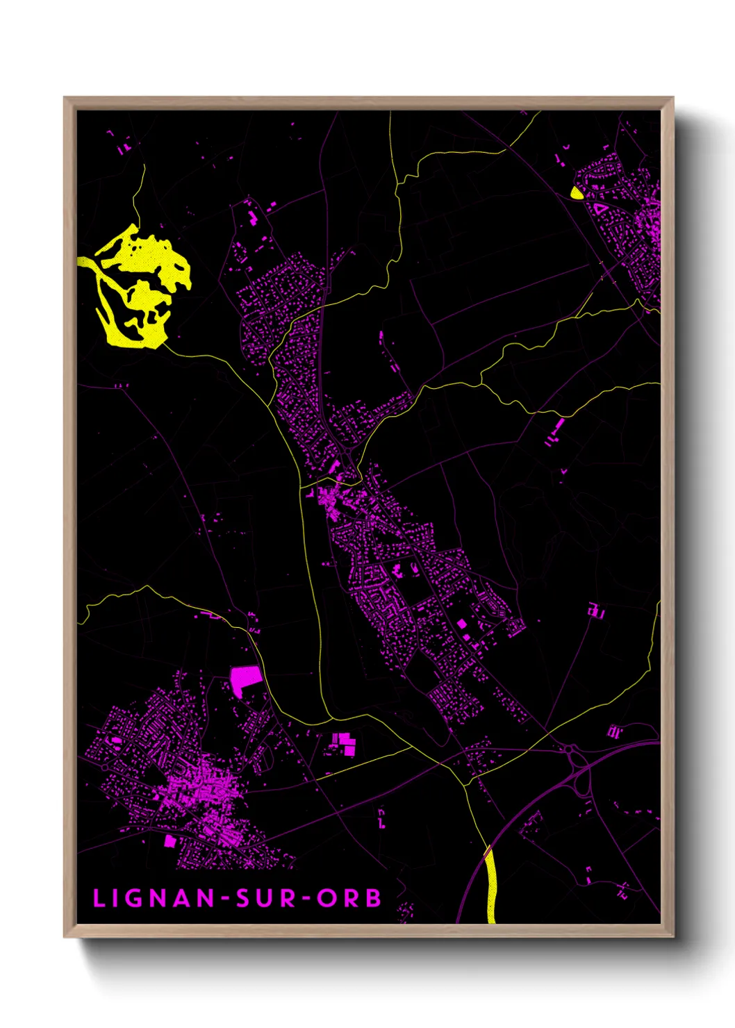 Une affiche de carte sur Lignan-sur-Orb