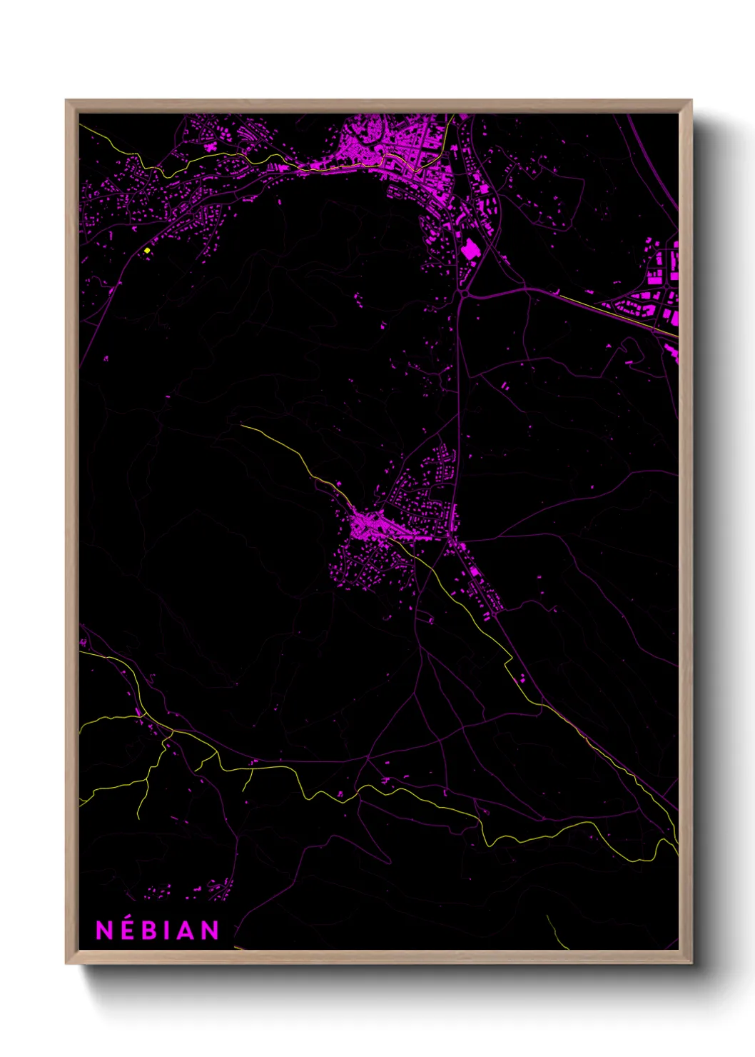 Une affiche de carte sur Nébian