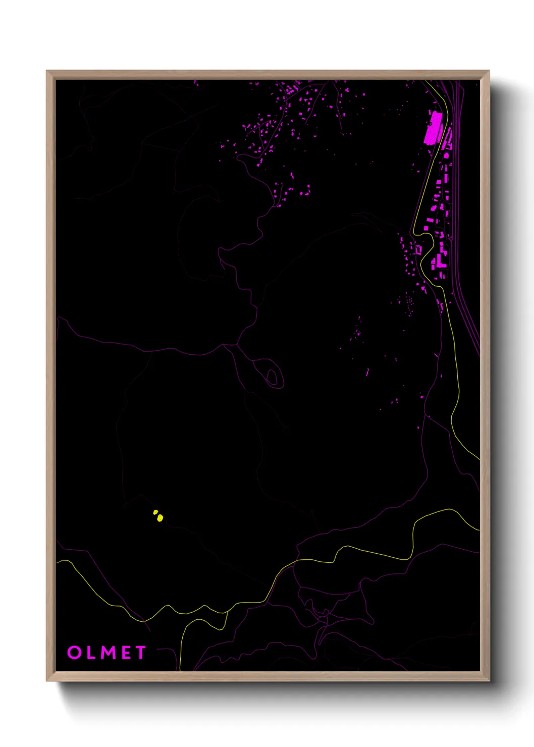 Une affiche de carte sur Olmet