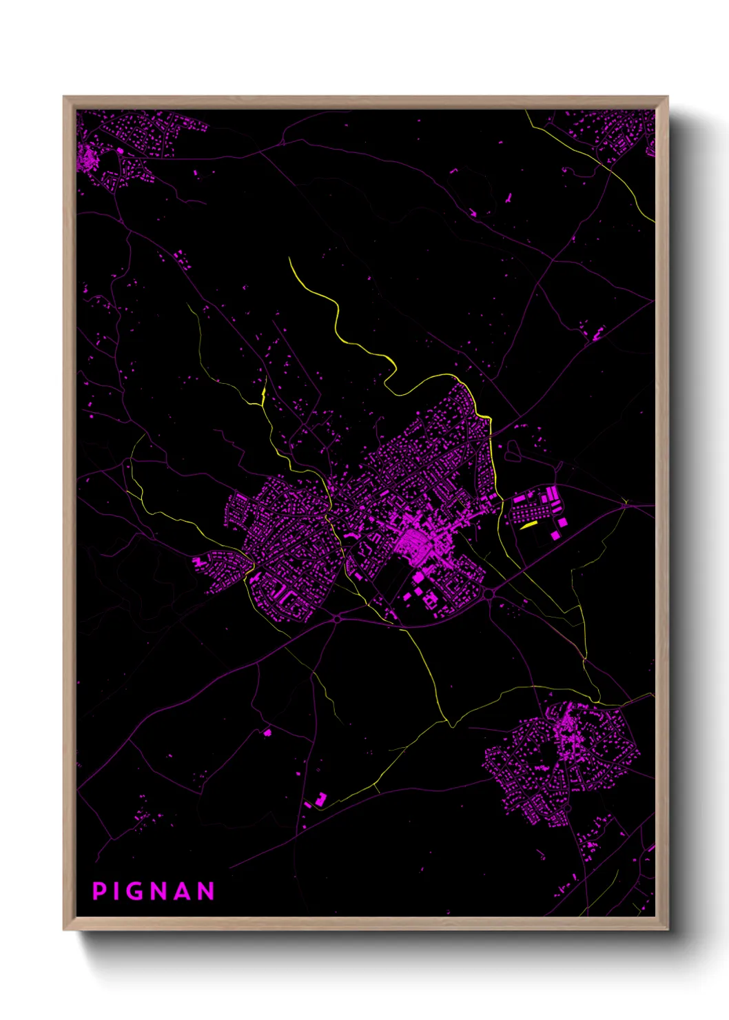 Une affiche de carte sur Pignan