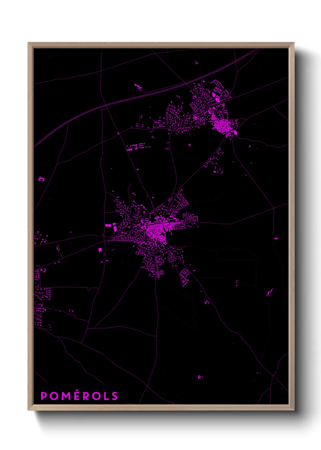 Une affiche de carte sur Pomérols