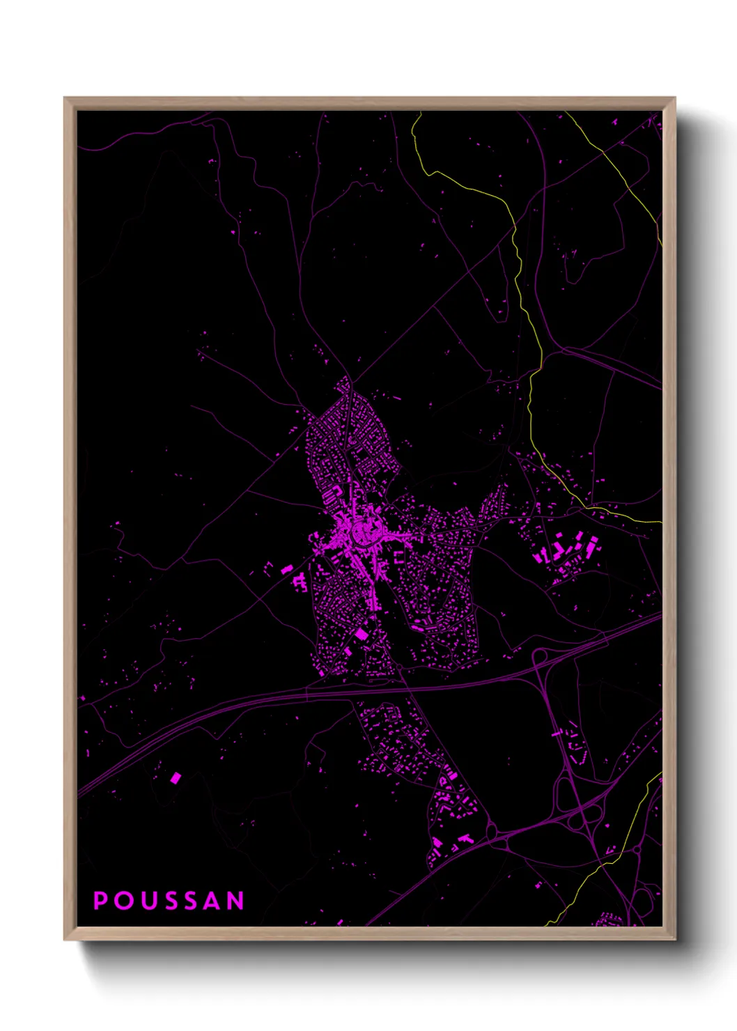 Une affiche de carte sur Poussan
