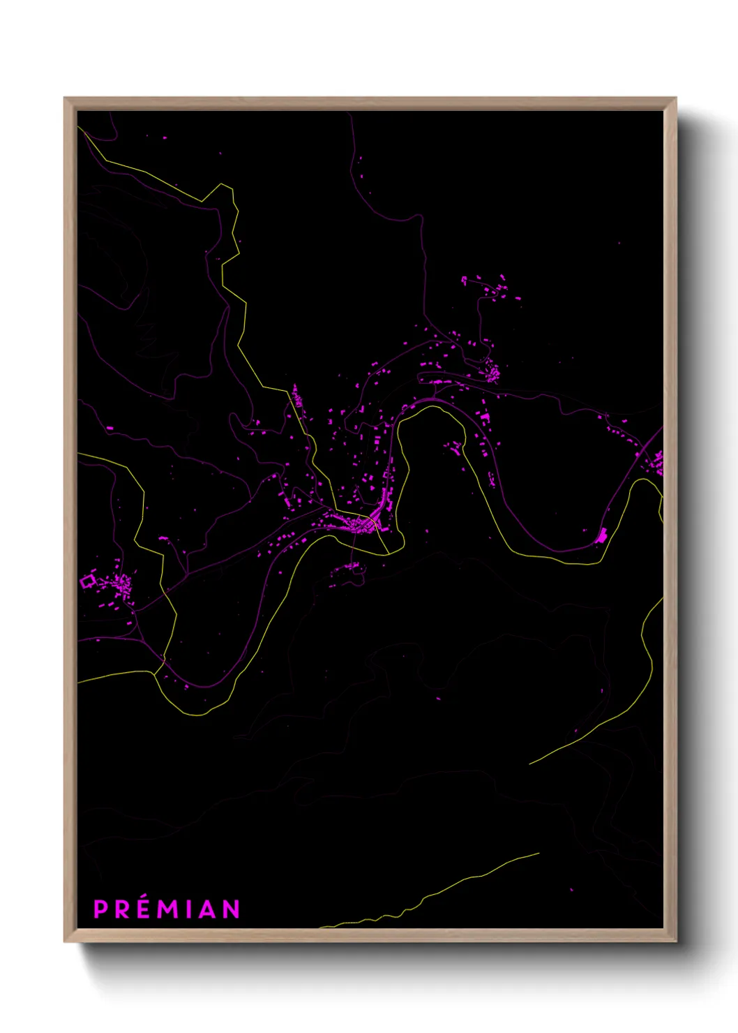 Une affiche de carte sur Prémian