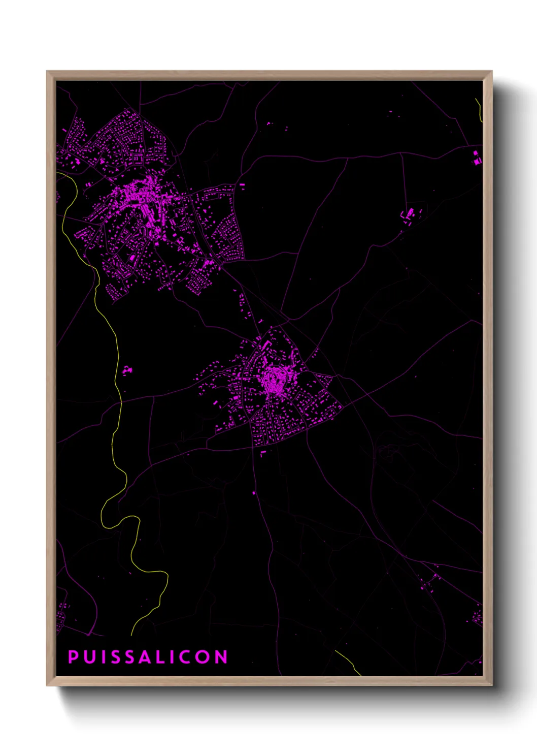 Une affiche de carte sur Puissalicon