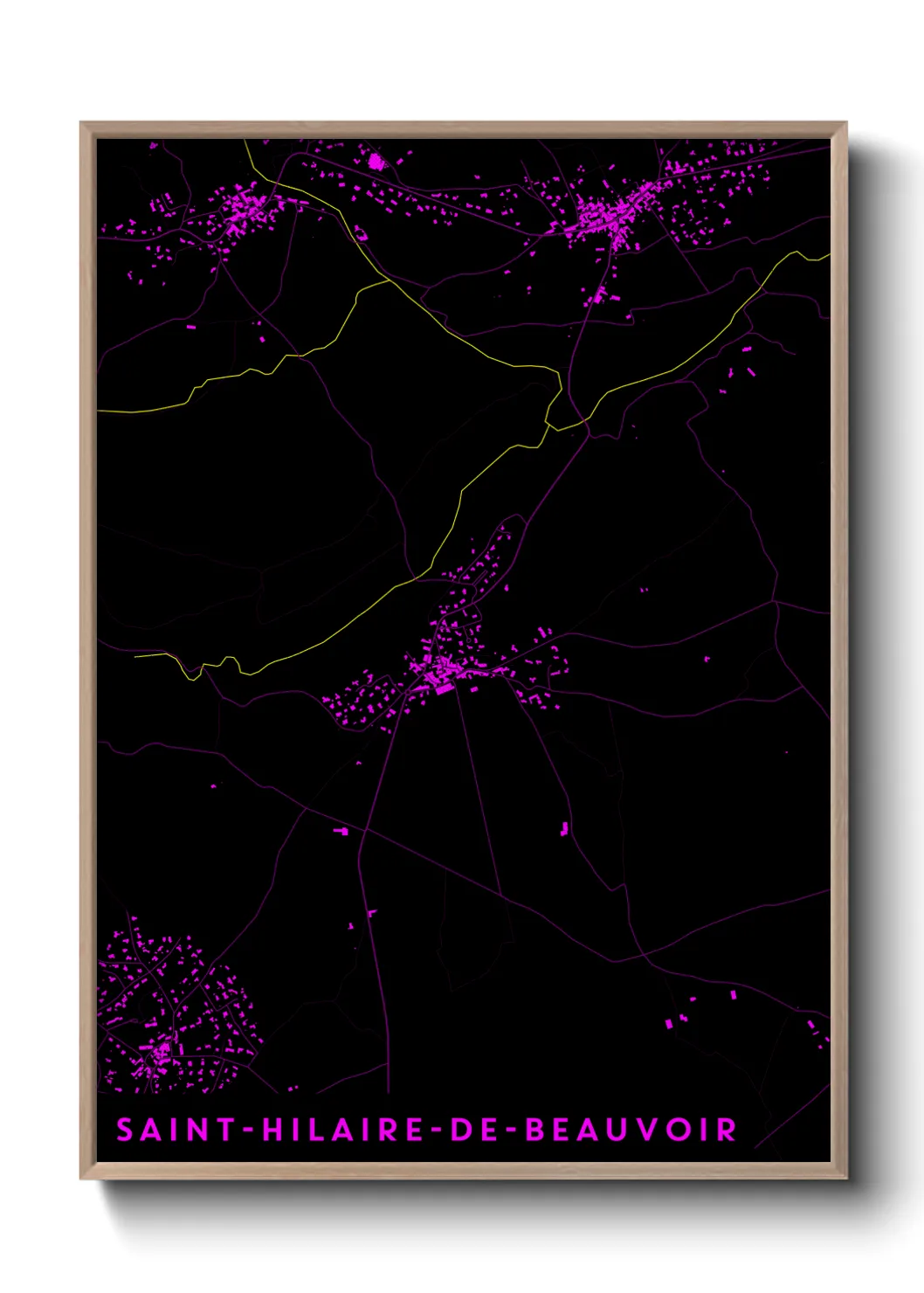 Une affiche de carte sur Saint-Hilaire-de-Beauvoir