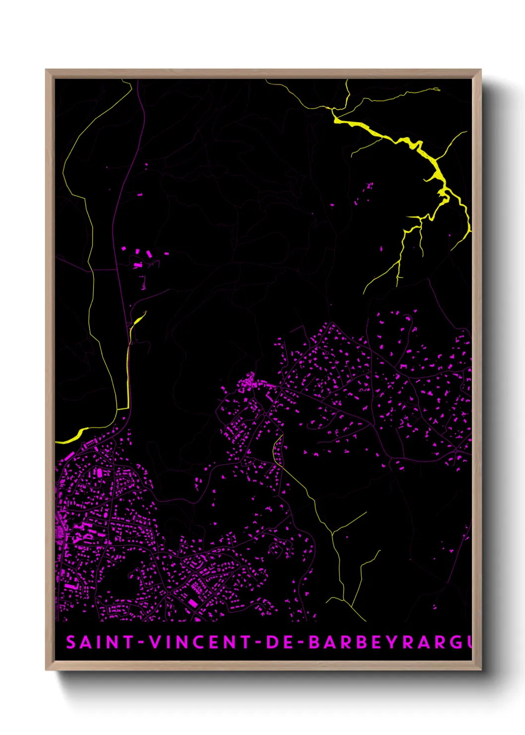 Une affiche de carte sur Saint-Vincent-de-Barbeyrargues