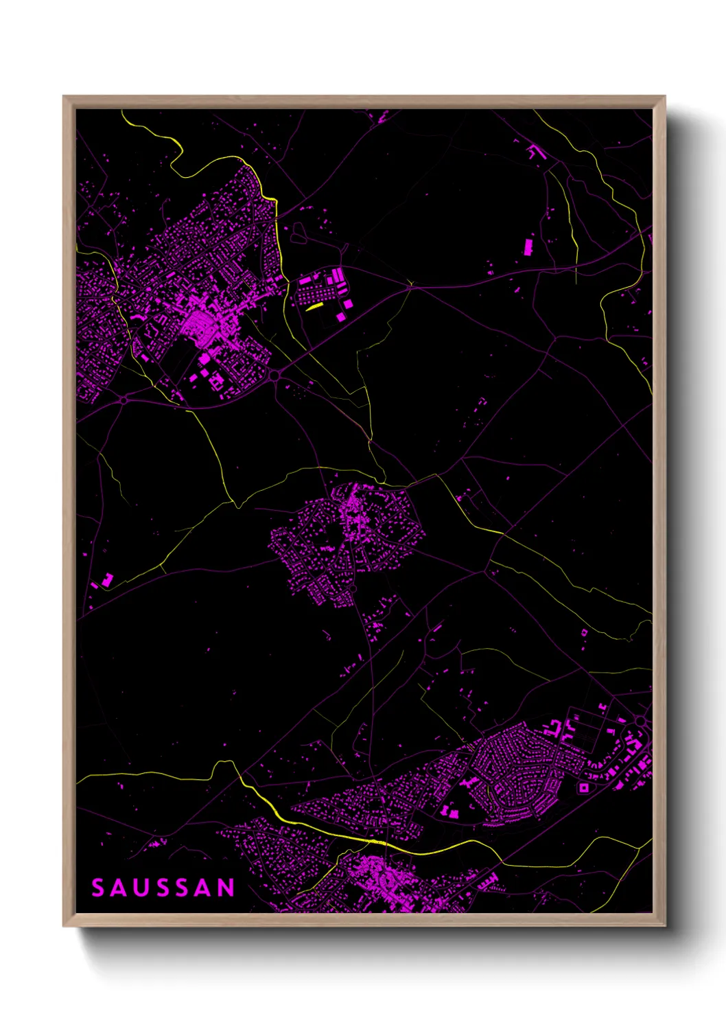 Une affiche de carte sur Saussan