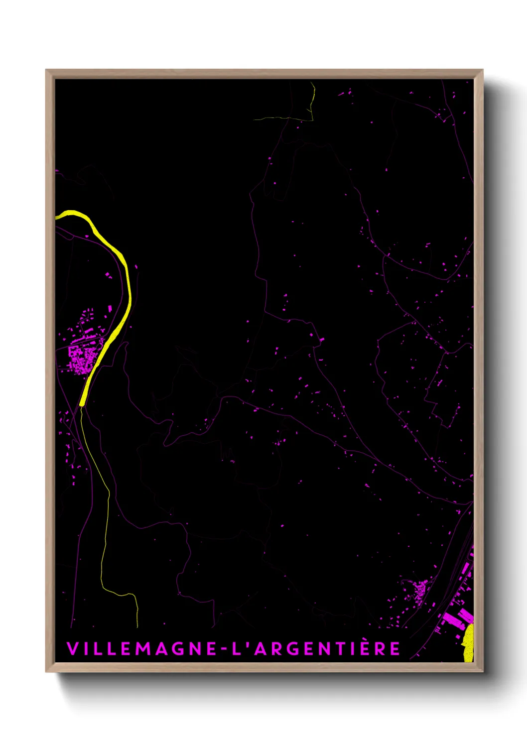 Une affiche de carte sur Villemagne-l'Argentière