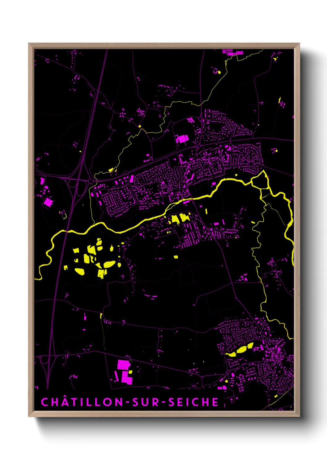 Une affiche de carte sur Châtillon-sur-Seiche