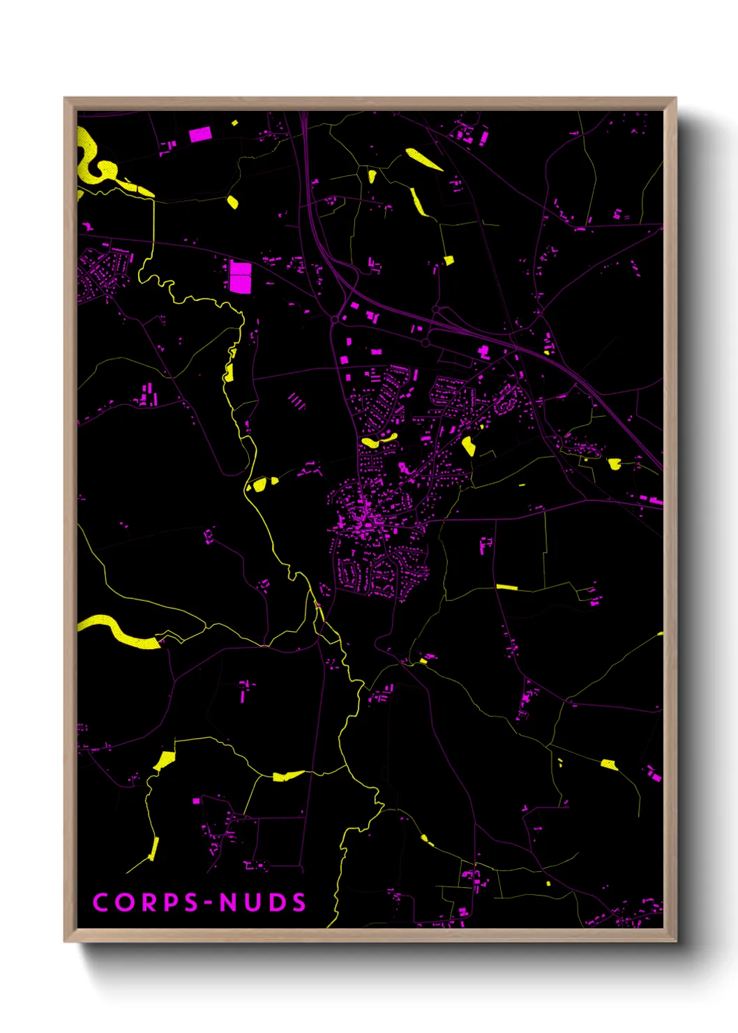 Une affiche de carte sur Corps-Nuds