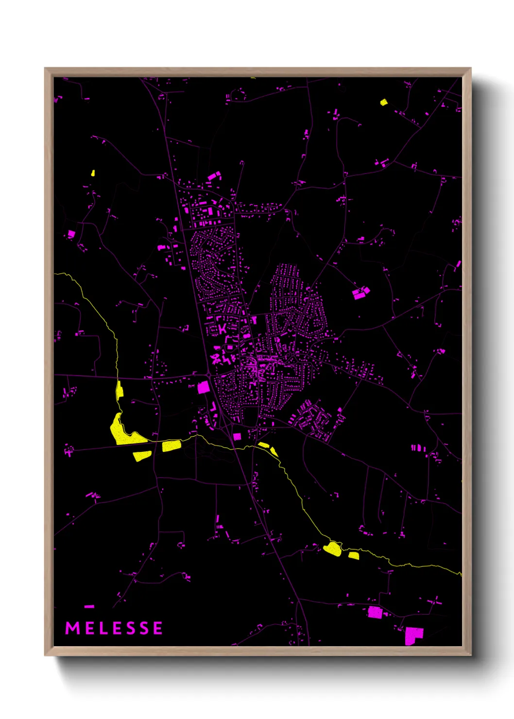 Une affiche de carte sur Melesse