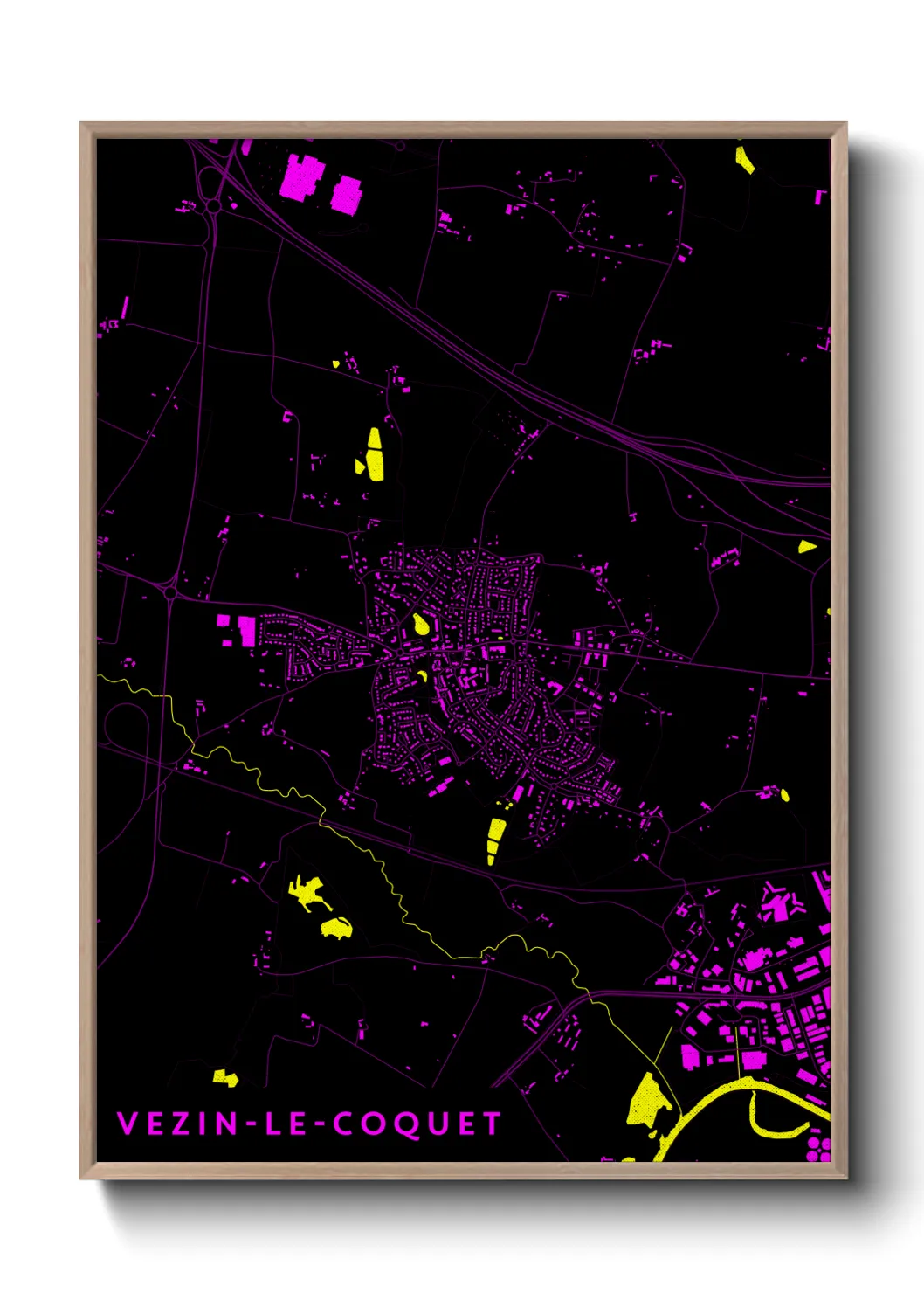 Une affiche de carte sur Vezin-le-Coquet