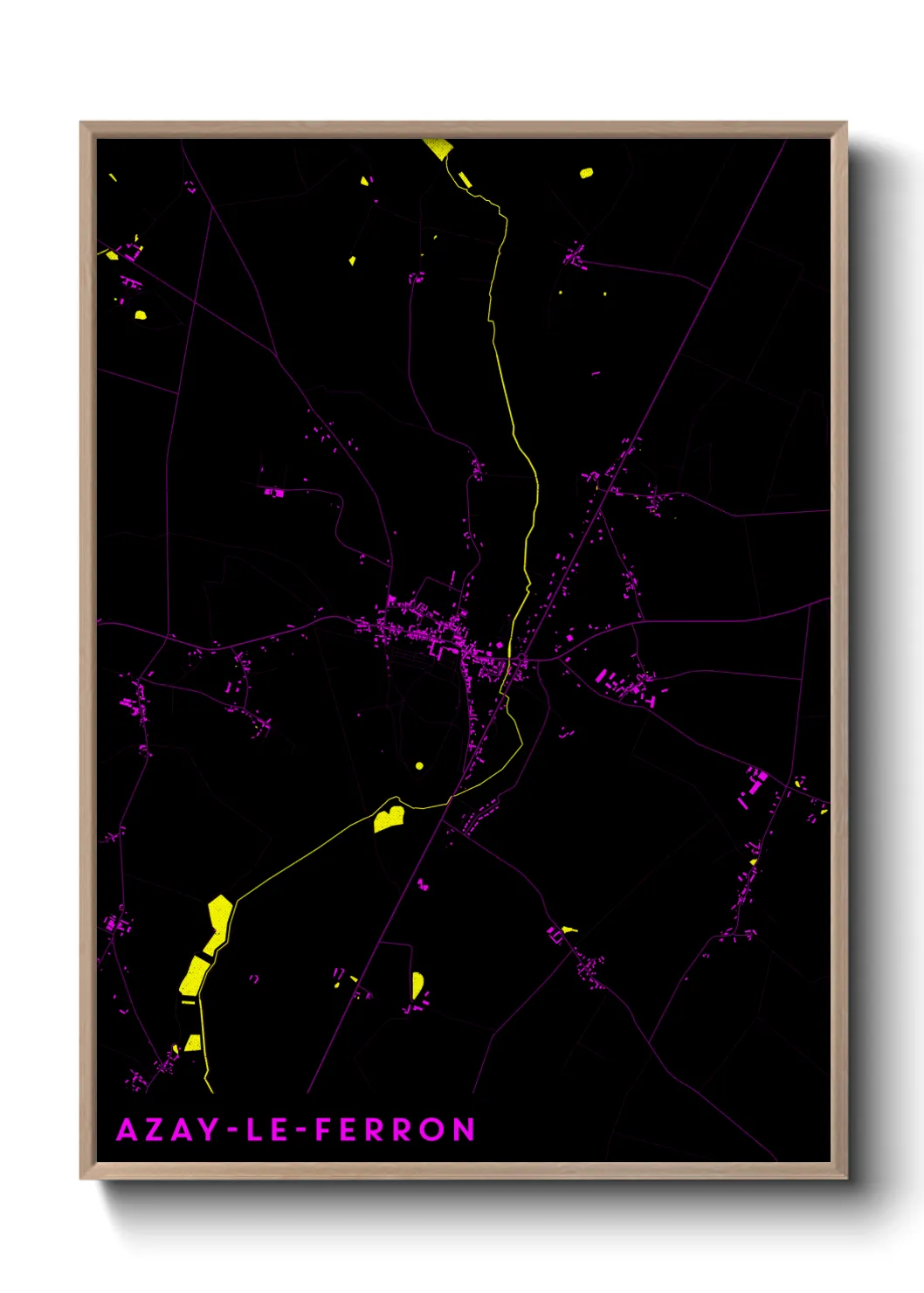 Une affiche de carte sur Azay-le-Ferron