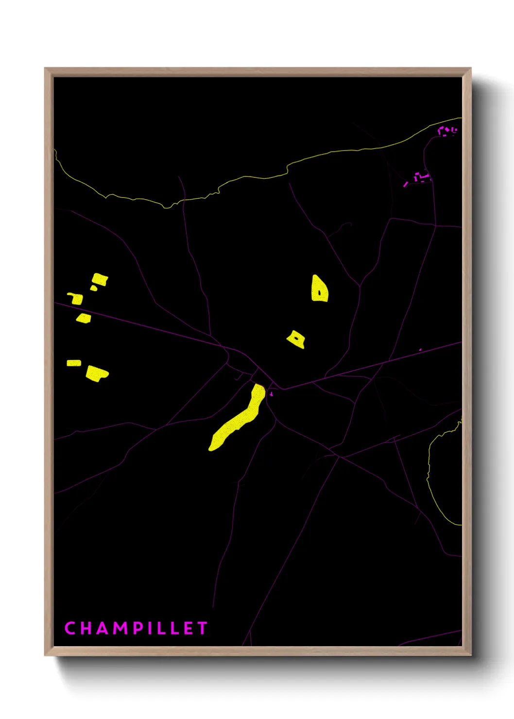 Une affiche de carte sur Champillet