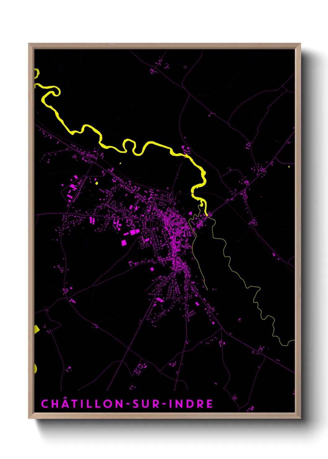 Une affiche de carte sur Châtillon-sur-Indre