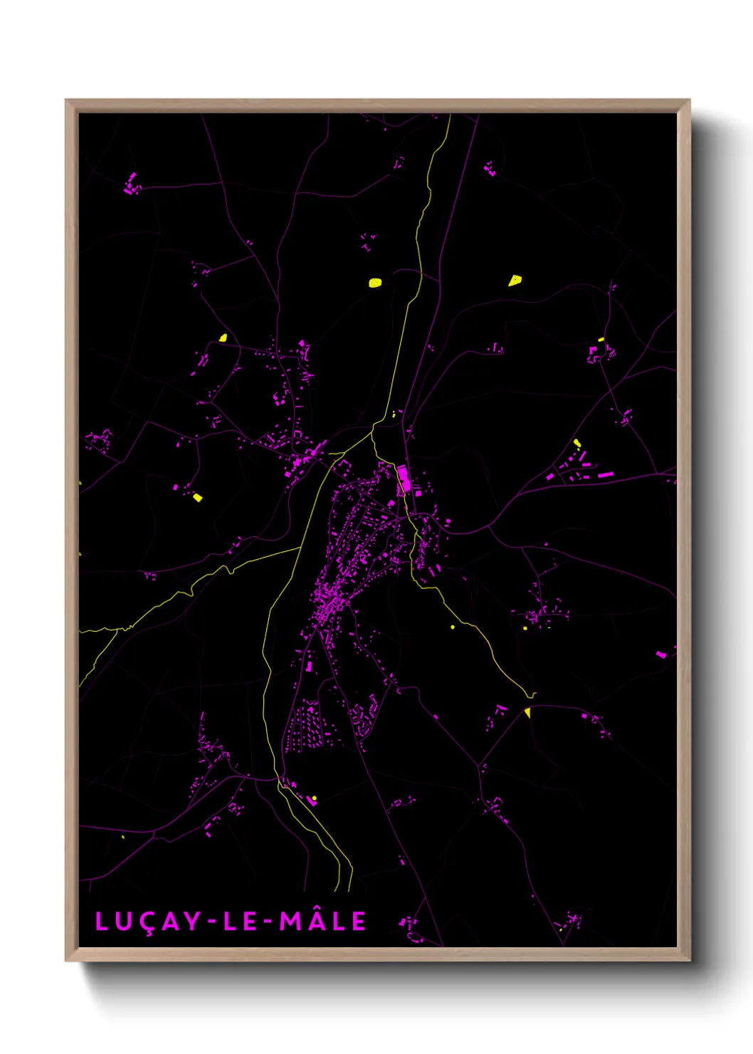 Une affiche de carte sur Luçay-le-Mâle