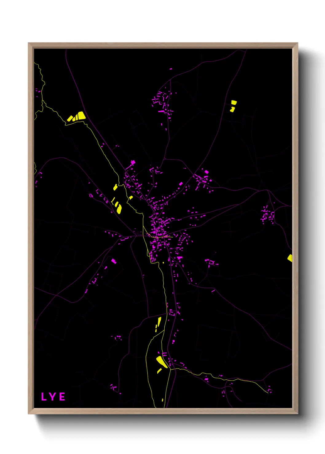 Une affiche de carte sur Lye