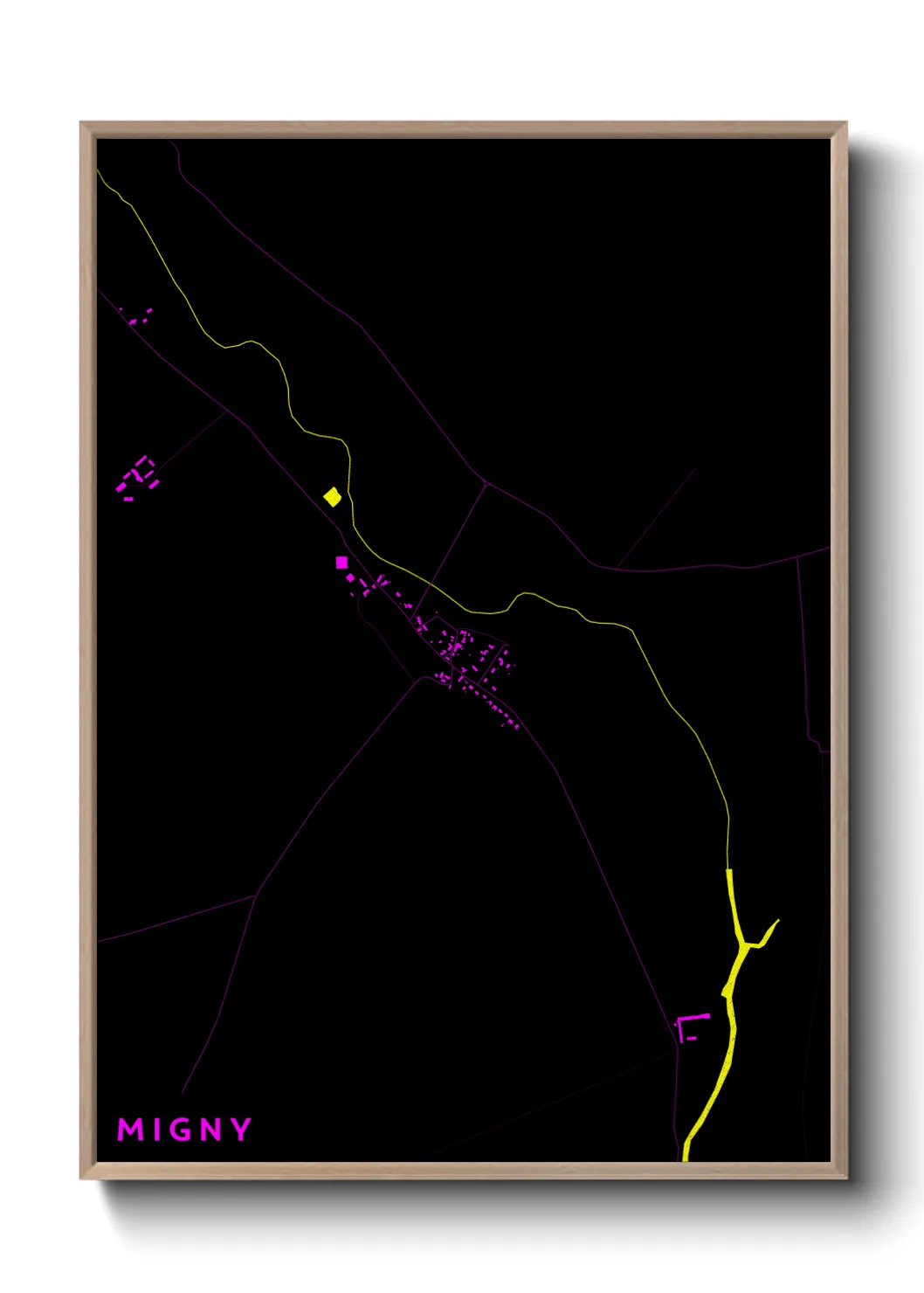 Une affiche de carte sur Migny