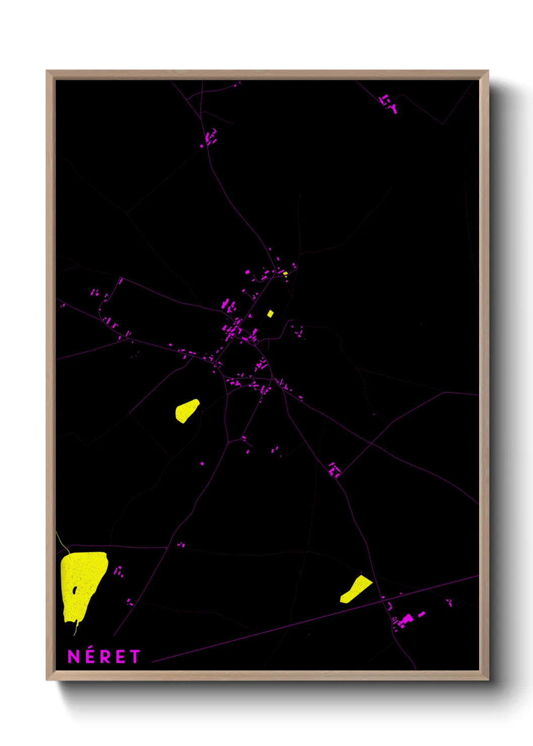 Une affiche de carte sur Néret