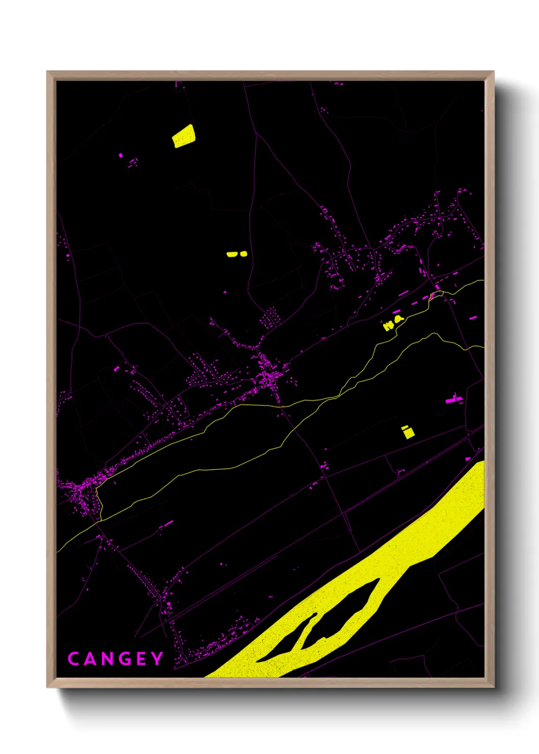 Une affiche de carte sur Cangey