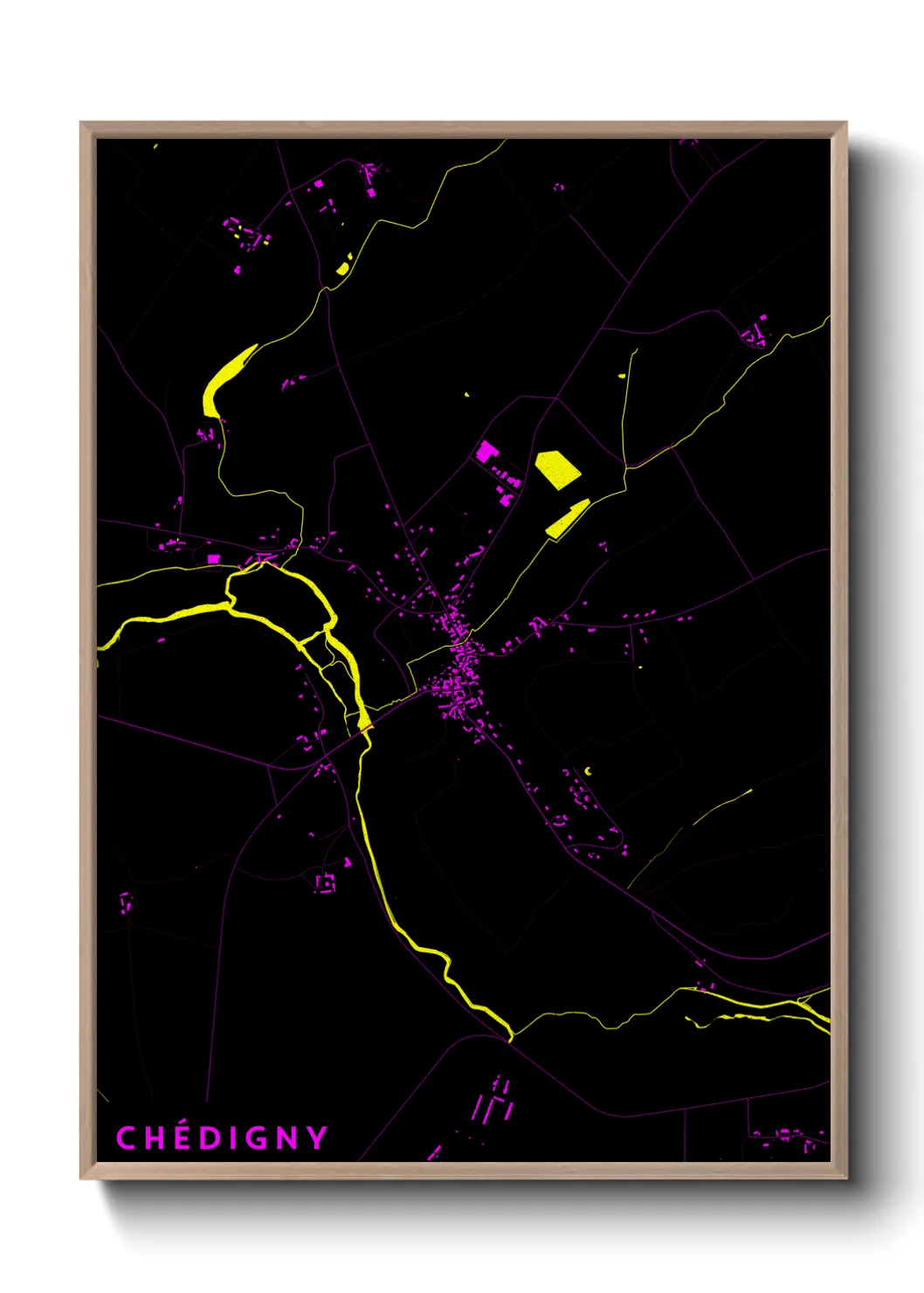 Une affiche de carte sur Chédigny